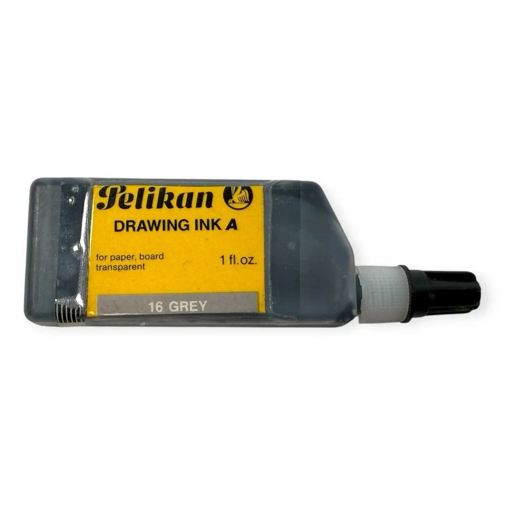 Vintage Pelikan Drawing Ink A 16 Grey 1 fl oz Partial Bottle Germany ~75% Full
